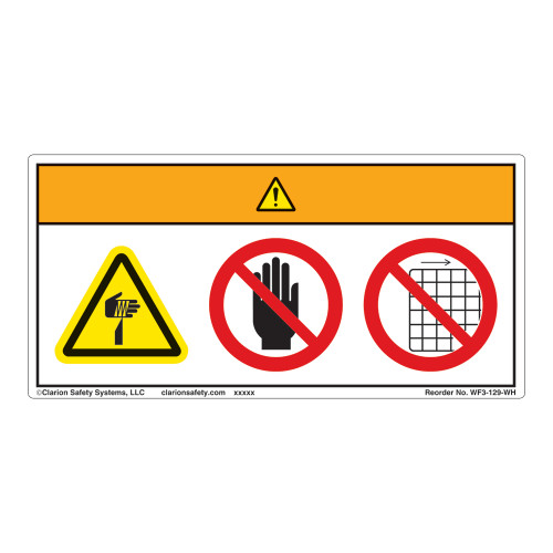 Warning/Cut Hazard Label (WF3-129-WH)