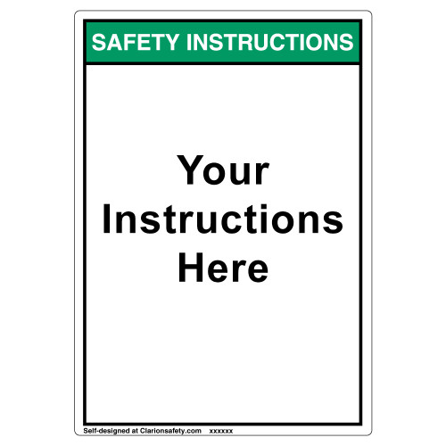 Custom Safety Instructions Label - Text Only