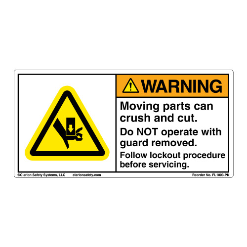 Warning/Moving Parts Can Crush (FL1003-PK)
