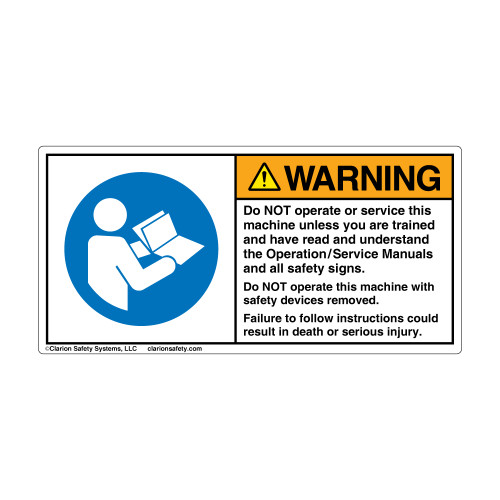 Warning/Do Not Operate Label (H6126-G40WH)