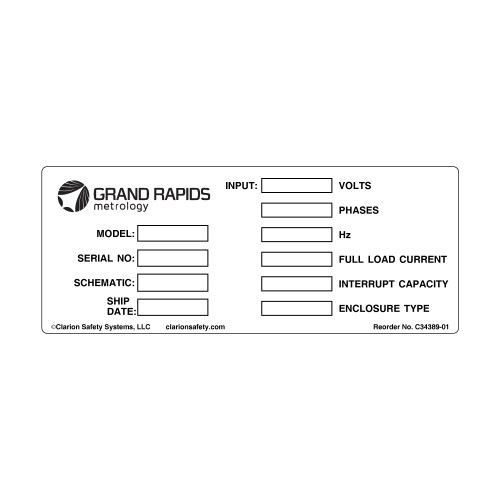 Grand Rapids Data Plate (C34389-01)