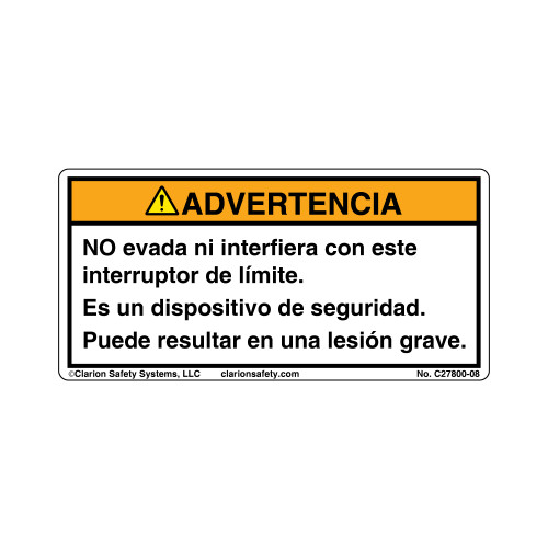 Warning/Do Not Bypass (C27800-08)