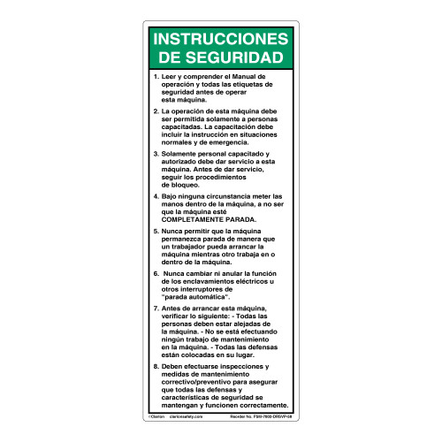 Safety Instructions/Routine (FSM-7002-DRSVP-58)