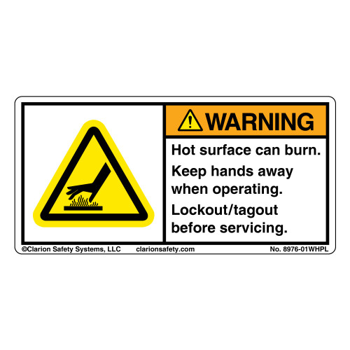 Warning/Hot Surface Can Burn Label (8976-01WHPL)