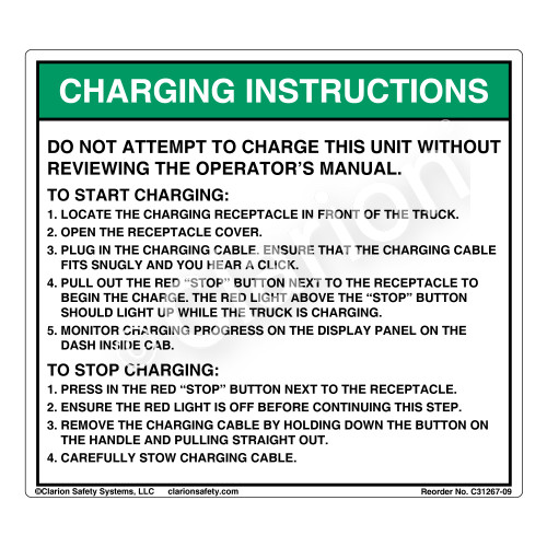 Charging Instructions (C31267-09)
