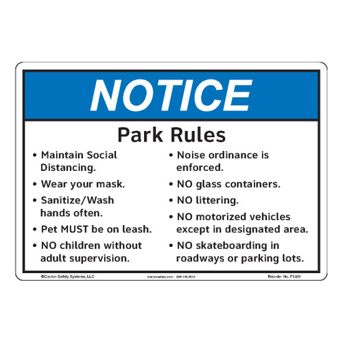 Notice/Park Rules (F1382-)