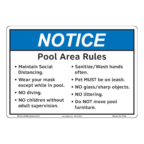 Notice/Pool Area Rules (F1383-)