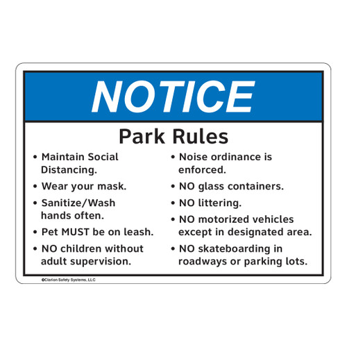 Notice/Park Area Rules (FL1130-)