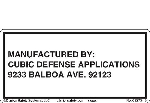 Manufactured By: Cubic Defense Applications (C5273-10) 