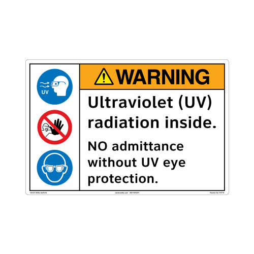 Warning/Ultraviolet (UV) radiation inside. NO admittance without UV eye protection. (FM176-)