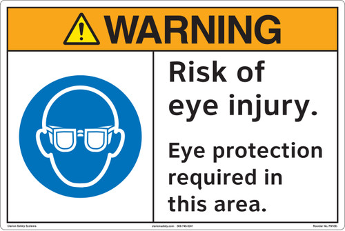 Warning/Risk of eye injury. Eye protection required in this area (FM186-)