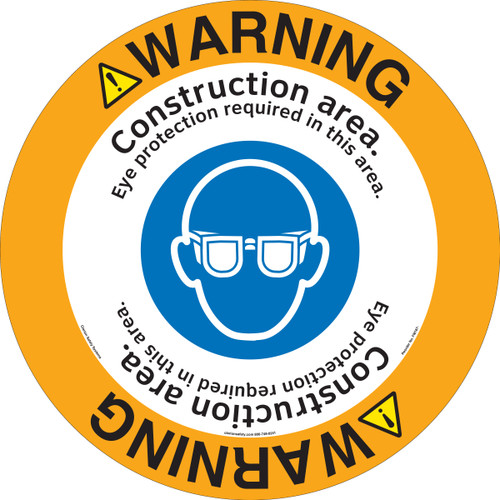 Warning/Construction area. Eye protection required in this area.(FM187-)
