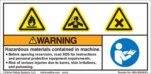 Warning/Hazardous Materials (HMS-205WHPJ)