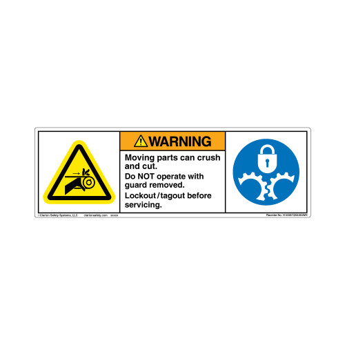 Warning Moving Parts Belt Drive Follow Lockout Procedure Label