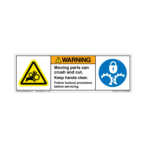 Warning Moving Parts Follow Lockout Procedure Label