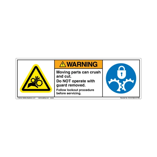 Warning Moving Parts Crush Follow Lockout Procedure Label