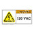 Warning/120 Vac Label (H6010-703WH)