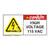 Danger/High Voltage 115 Vac Label (H6010-C79DH)