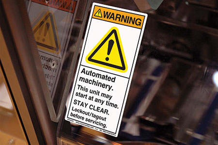 Automated machinery label