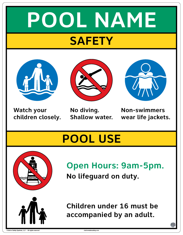 Clarion Pool Sign
