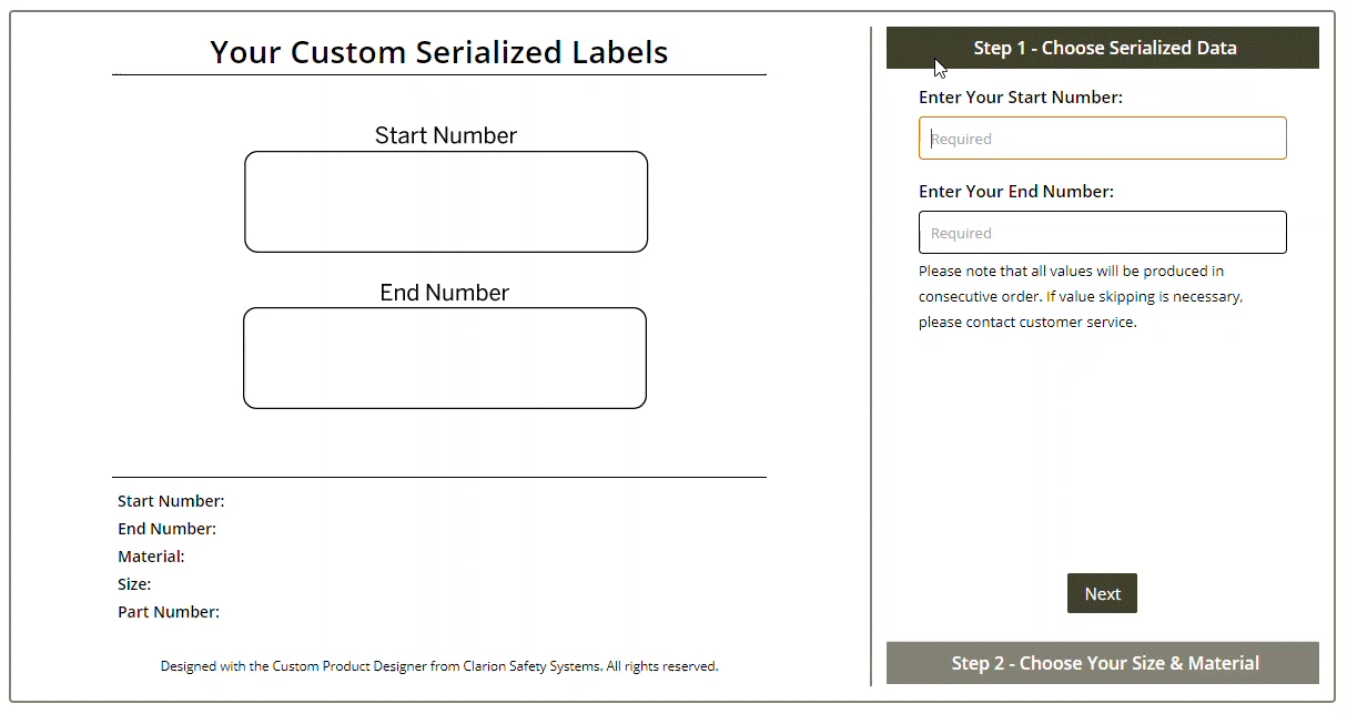 Custom Serial Number Labels